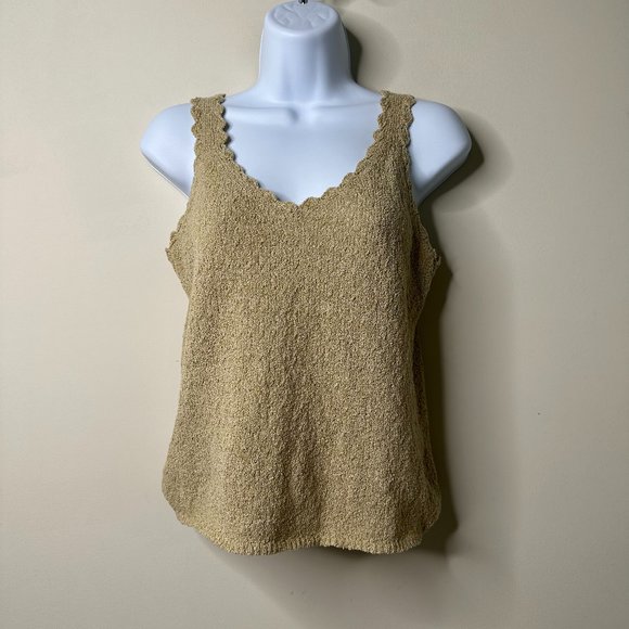 miami Tops - Mi Ami Tan Knit Sleeveless Cropped Blouse Large